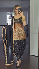 Charming Embroidery Sequence Work Dhoti Suit