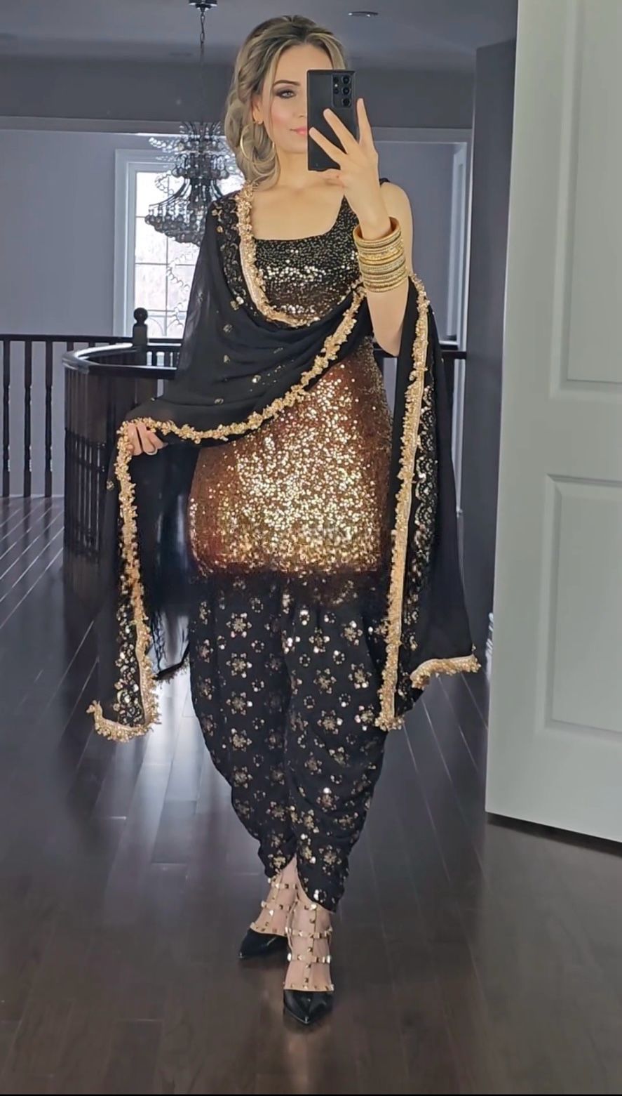 Charming Embroidery Sequence Work Dhoti Suit