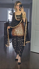 Charming Embroidery Sequence Work Dhoti Suit