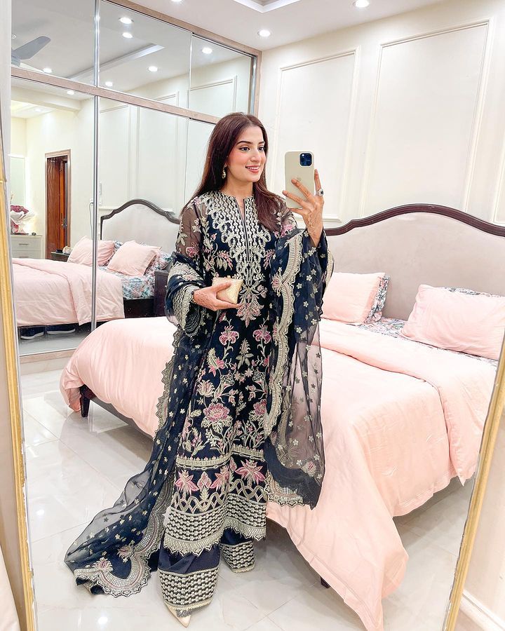 Captivating  Embroidery Sequence Black Color Sharara Suit