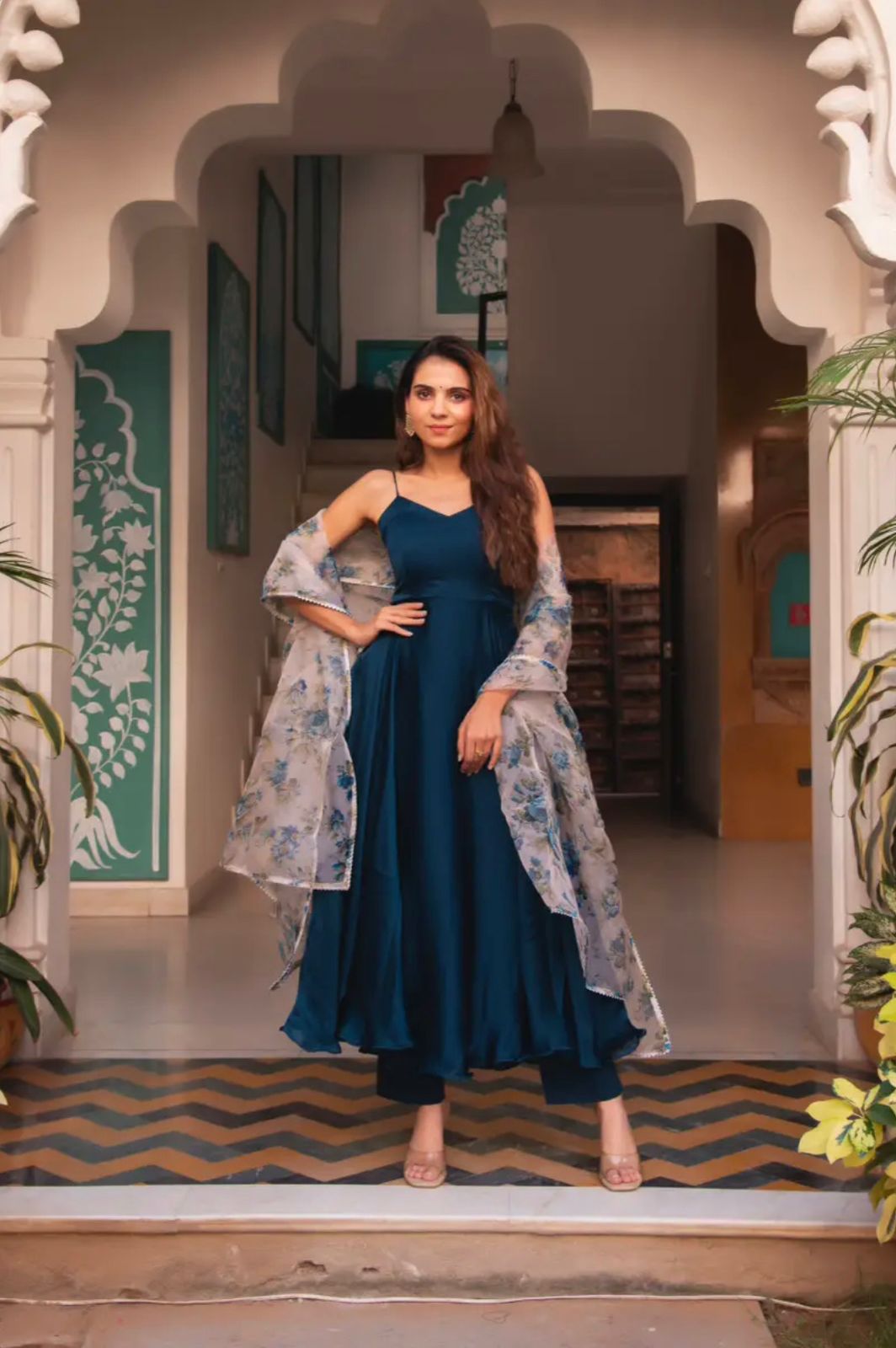 Fantastic Teal Color Satin Silk Plain Long Anarkali Suit RangmatiFashion Fantastic Teal Color Satin Silk Plain Long Anarkali Suit RangmatiFashion