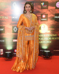 Embellished  Embroidery Sequence Work Orange Color Sharara Suit