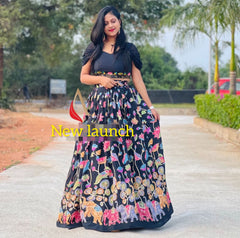 Captivating  Thread Work Black Color lehenga Choli
