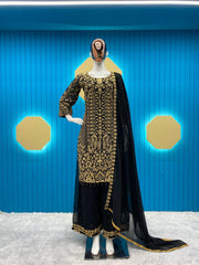 Presenting  Sequence Embroidery Work Black Color Palazzo Suit
