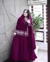 Luxuriant Beat Color Georgette Sequence Work Sharara Suit