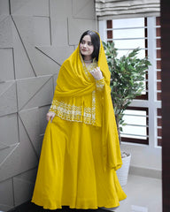 Luxuriant Yellow Color Georgette Sequence Work Sharara Suit
