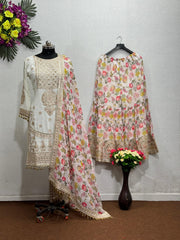 Outstanding Sequins Work Multi Color Sharara Suit