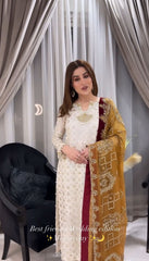 Flattering Embroidery Sequence White Color Salwar Suit