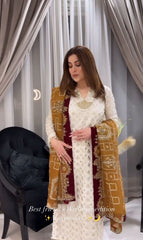 Flattering Embroidery Sequence White Color Salwar Suit