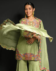 Captivating  Embroidery Sequence Work Rediyam Color Sahara Suit