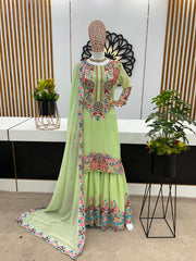Captivating  Embroidery Sequence Work Rediyam Color Sahara Suit