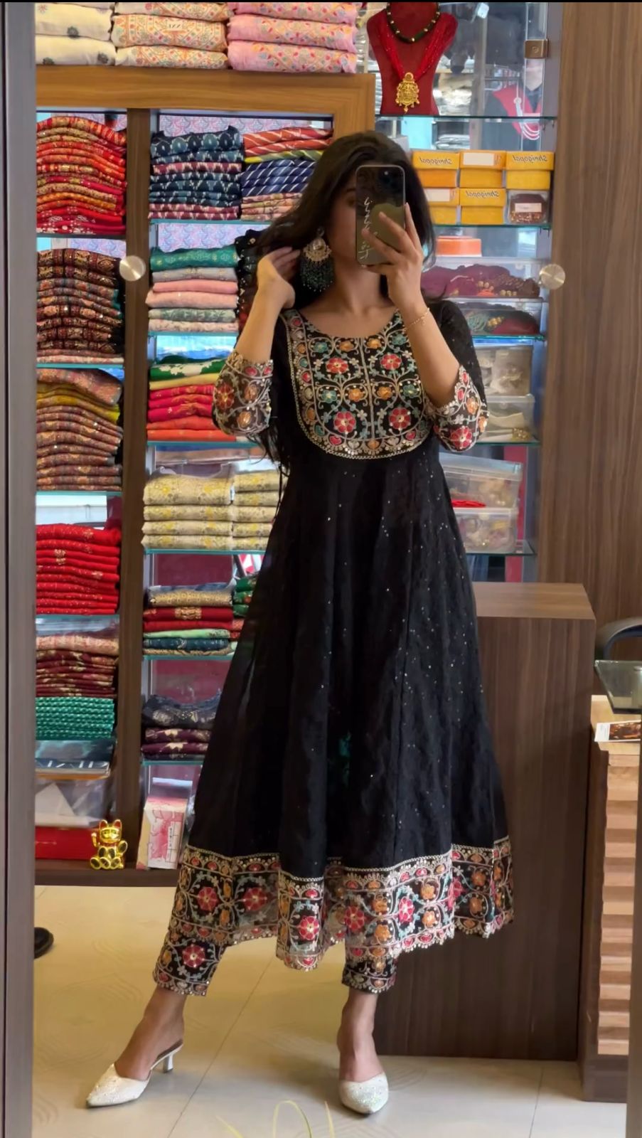 Fashionable Sequence Embroidery Black Color Anarkali Suit