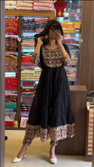 Fashionable Sequence Embroidery Black Color Anarkali Suit