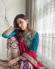 Wonderful Heavy Embroidery Sequence Work Rama Color Anarkali Suit