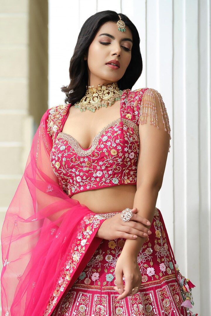 Designer Pink Color Bridal Lehenga Choli