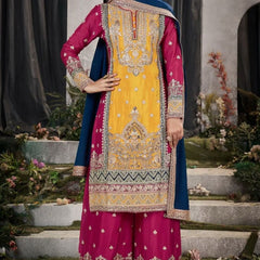 Attractive  Embroidery Sequence Work Yellow Color Anarkali Suit