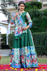Preferable Digital Print Green Color Lehenga Choli