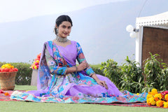 Preferable Digital Print Sky Blue Color Lehenga Choli