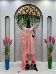 Blissful  Thread With Real Mirror Work Preach Color Anarkali Suit
