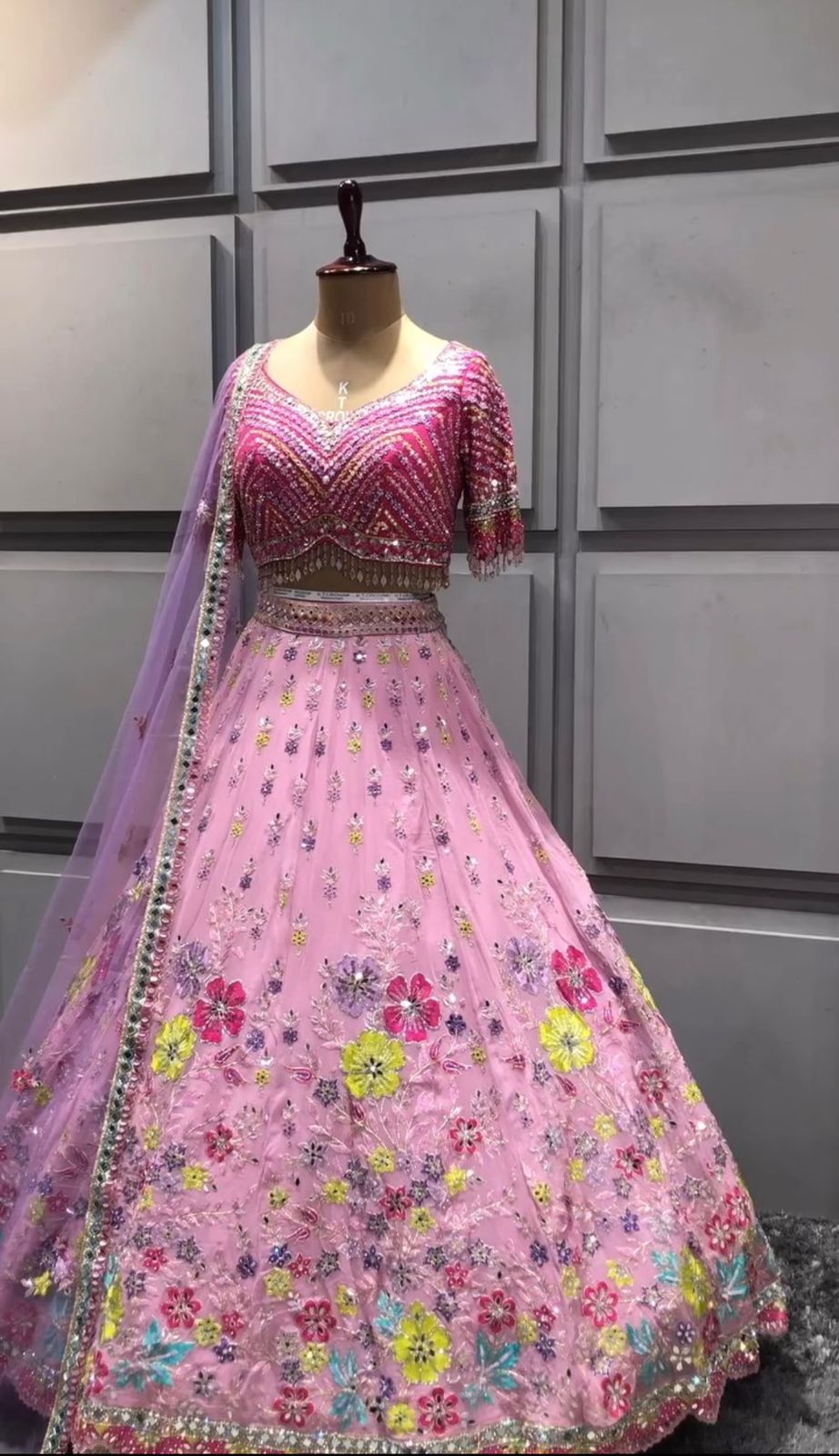 Glorious Embroidery Sequence Work Pink Color Lehenga Choli