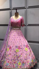 Glorious Embroidery Sequence Work Pink Color Lehenga Choli