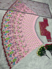 Glorious Embroidery Sequence Work Pink Color Lehenga Choli