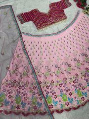 Glorious Embroidery Sequence Work Pink Color Lehenga Choli