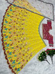 Glorious Embroidery Sequence Work Yellow Color Lehenga Choli