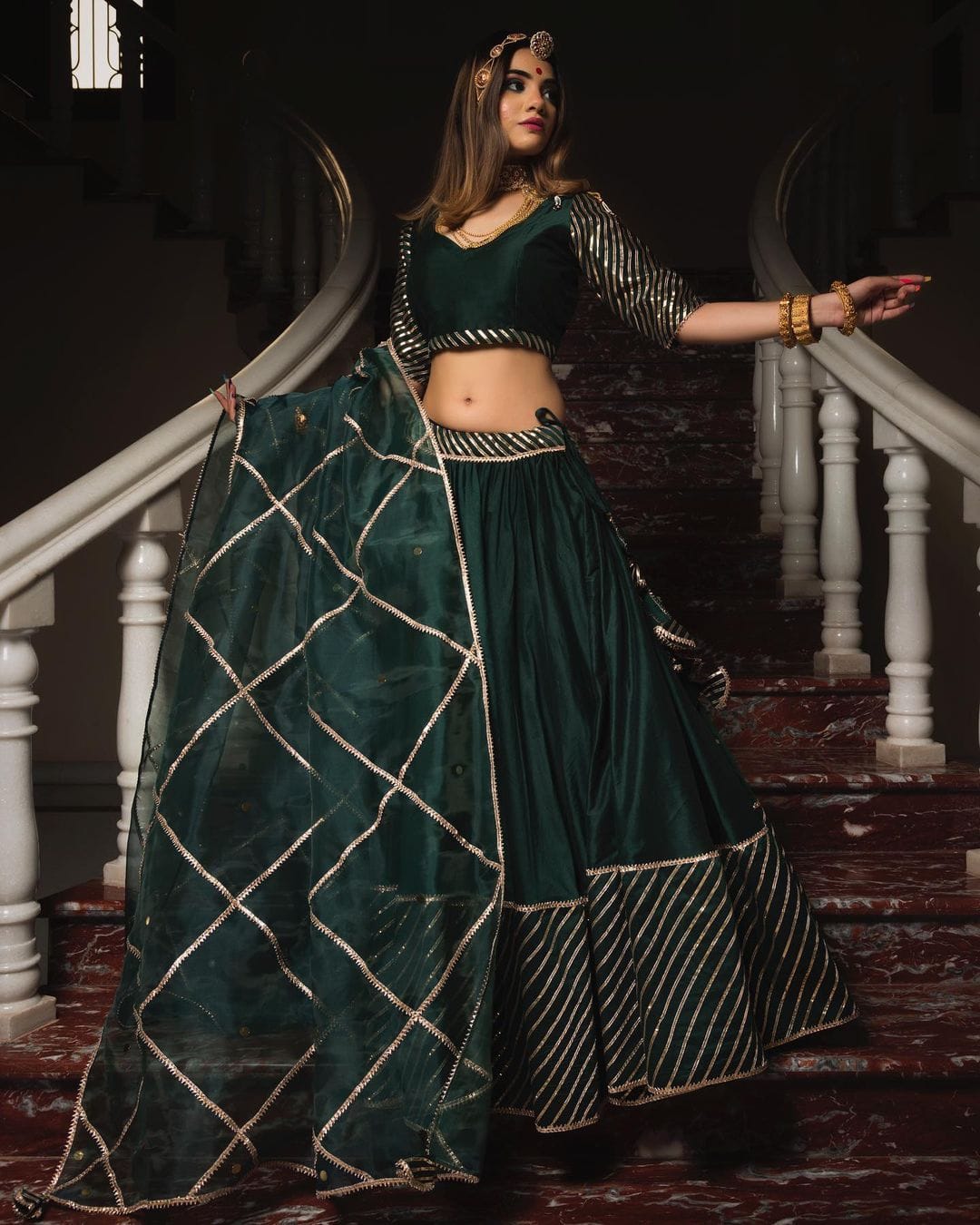 Beautiful Gotta Patti Work Rama Color Lehenga Choli