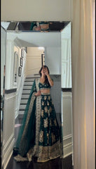 Demanding Sequence Work Rama Color Lehenga Choli