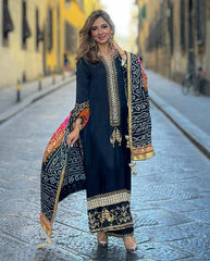 Mesmerizing  Embroidery Sequence Work Black Color Sharara Suit