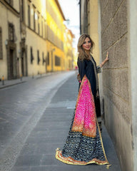 Mesmerizing  Embroidery Sequence Work Black Color Sharara Suit
