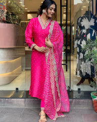 Fantastic Embroidery Sequence Work Pink Color Anarkali Suit
