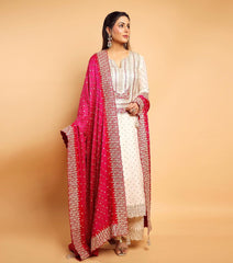 Captivating Embroidery Sequence Work White Color Anarkali Suit