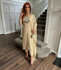 Classy Sequence Embroidery Work White Color Anarkali Suit