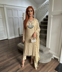 Classy Sequence Embroidery Work White Color Anarkali Suit