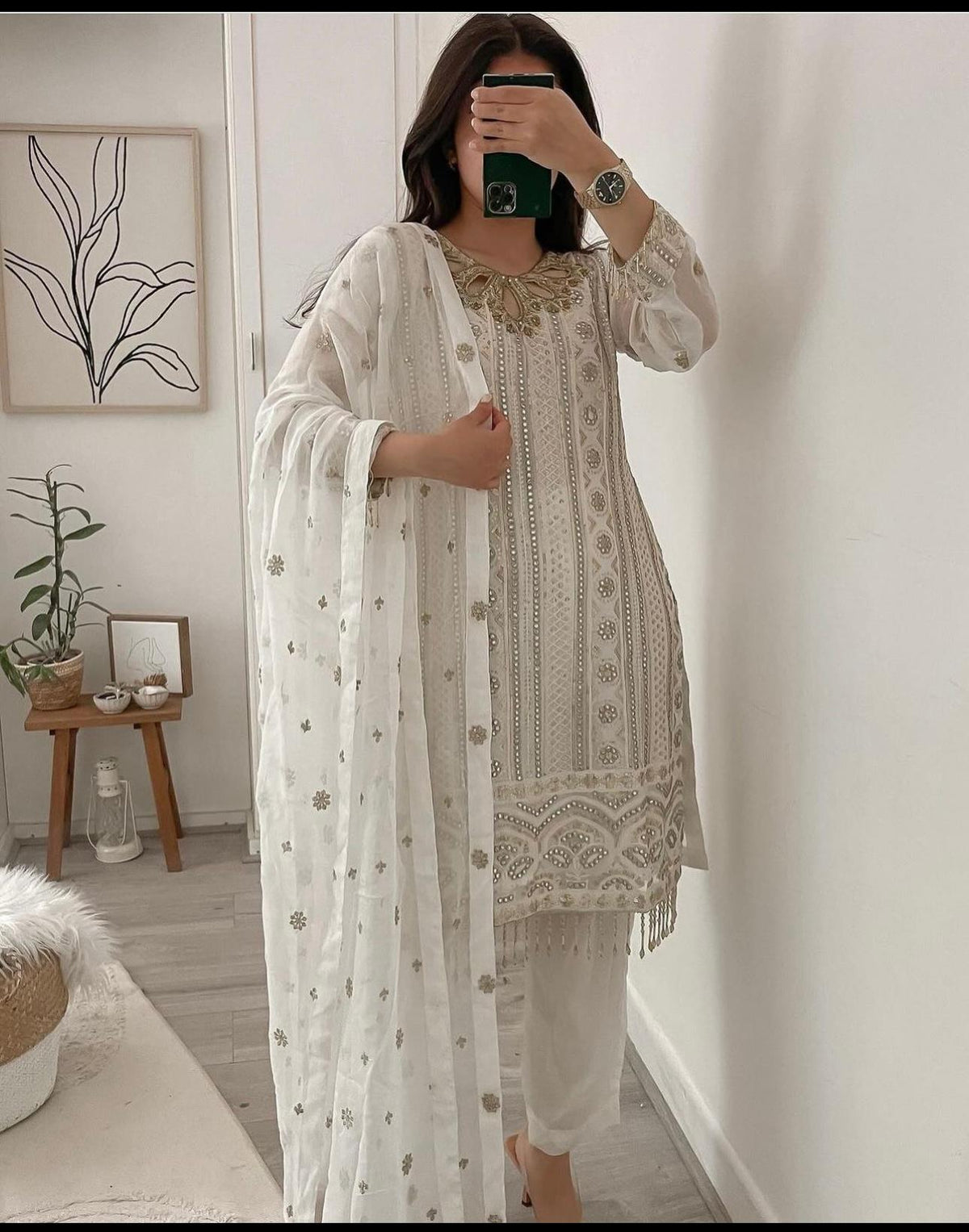 Awesome Embroidery Work White Color Anarkali Suit