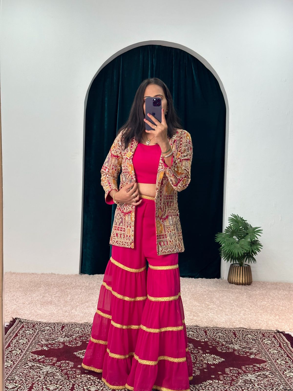 Exotic Embroidery Work Pink Sharara Suit