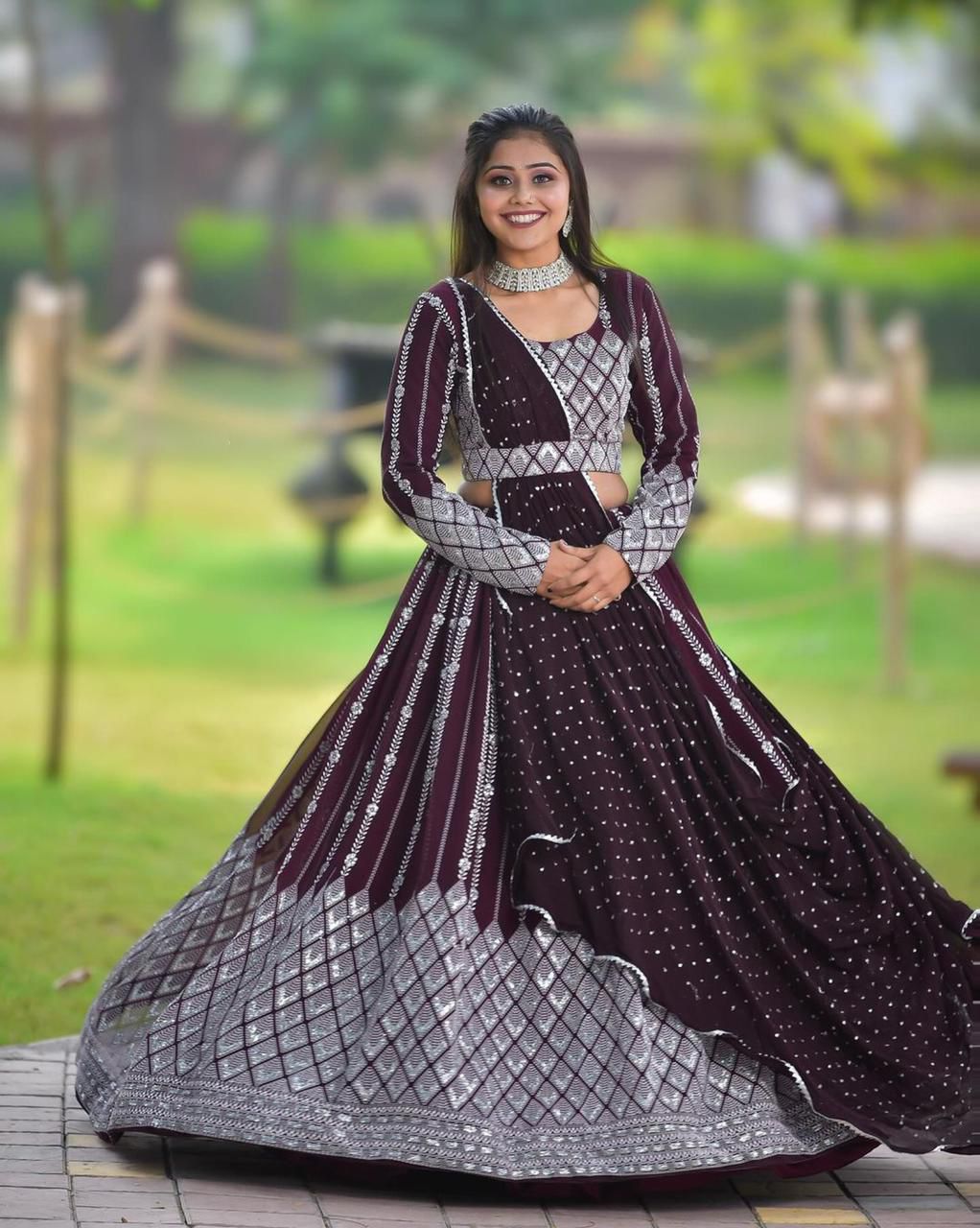 Flattering Sequence Work Blue Color Lehenga Choli