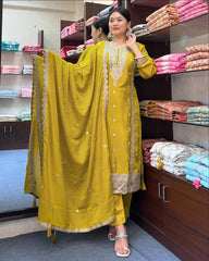 Captivating Sequence Embroidery Work Yellow Color Anarkali suit