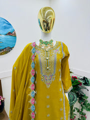 Captivating Sequence Embroidery Work Yellow Color Anarkali suit