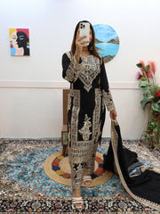 Beautiful Embroidery Work Black Color Anrakali suit