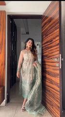Glorious Embroidery Sequence Work Perrot Color Anarakali Suit