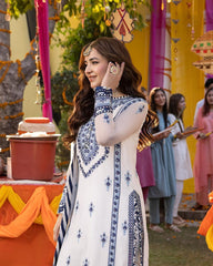 Embellished Embroidery Work White Color Anarkali Suit