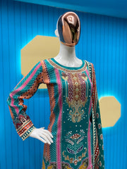 Luxuriant Real Mirror Work Malty Color Sharar Suit