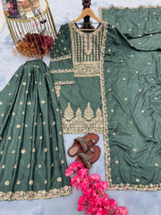 Awesome Work Dusty Green Color Palazzo Suit