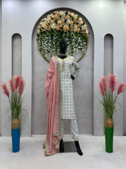 Shining Sequence Work White Color Anarkali Suit