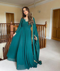 Mesmerizing Sequence Embroidery Work Long Gown