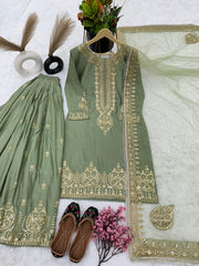 Exotic Sequence Work Perrot Color Sharara Suit