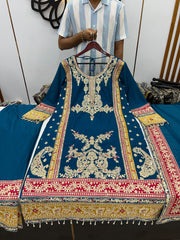 Embellished Sequence Work Teal Color Anarkali Suit